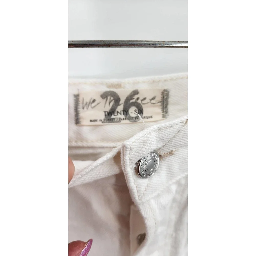 Free People The Lasso Jeans Button Fly White‎ Denim Size 26